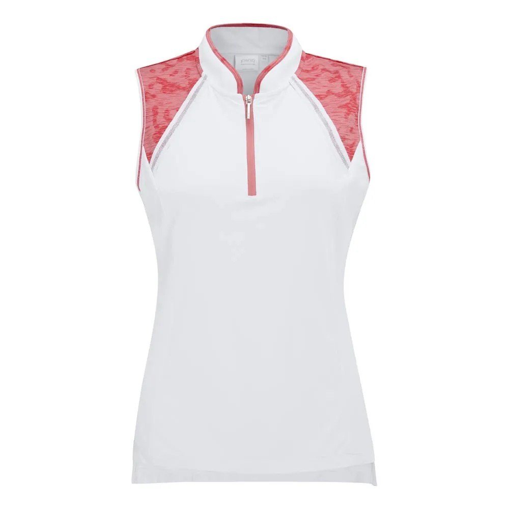 PING Nala Colour Block sin mangas polo de mujer, white/sweat pea