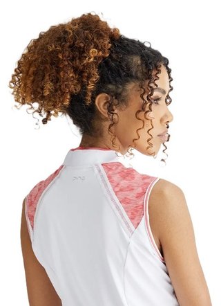 PING Nala Colour Block sin mangas polo de mujer, white/sweat pea