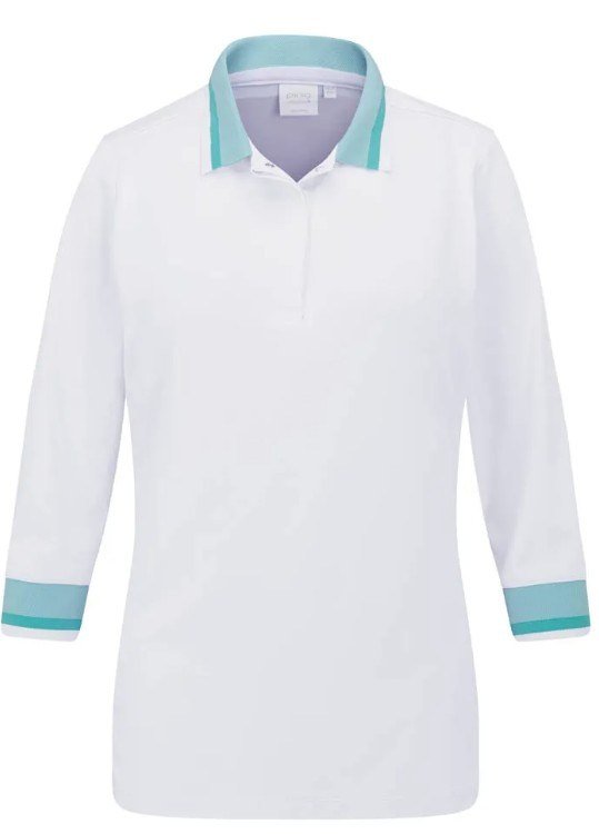 PING Lindsey polo de mujer, blanco/aqua brillante