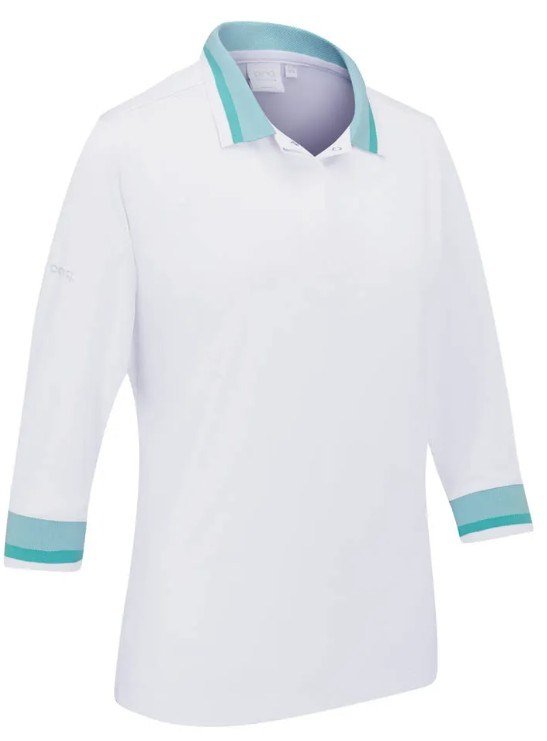 PING Lindsey polo de mujer, blanco/aqua brillante
