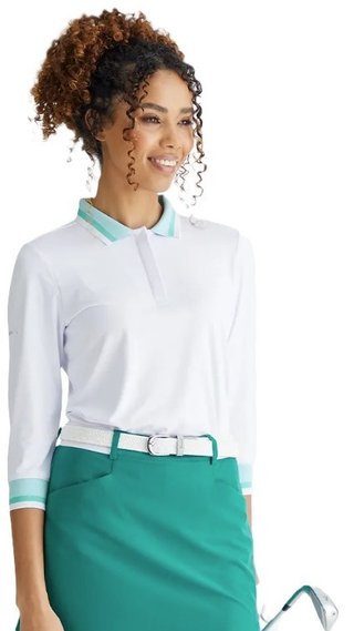 PING Lindsey polo de mujer, blanco/aqua brillante