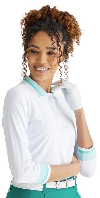 PING Lindsey polo de mujer, blanco/aqua brillante