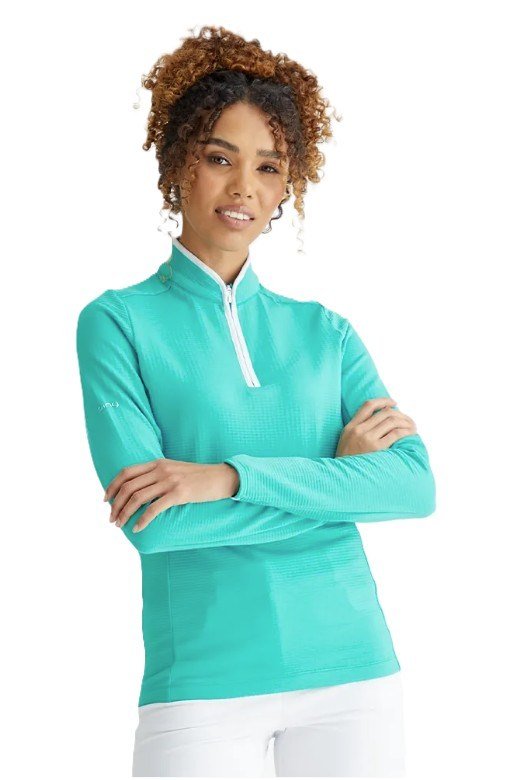 PING Abigale Fleece sudadera de mujer, azul aqua brillante