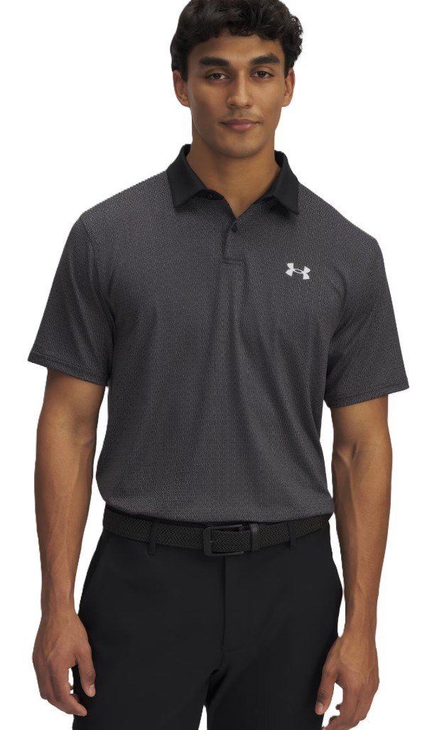Under Armour T2G Printed polo de hombre, negro/halo gray