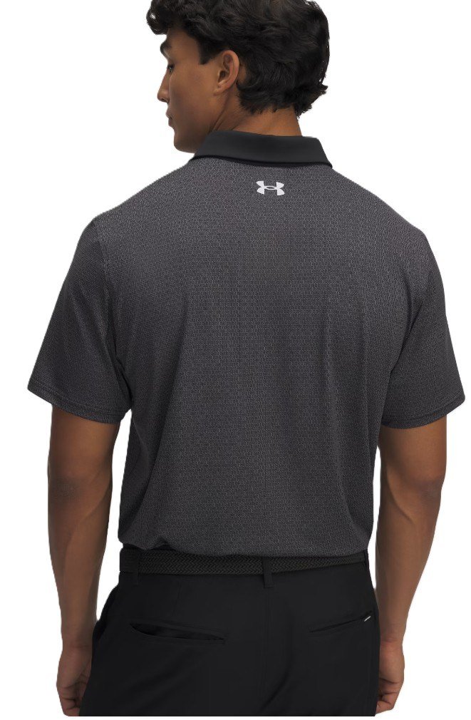 Under Armour T2G Printed polo de hombre, negro/halo gray