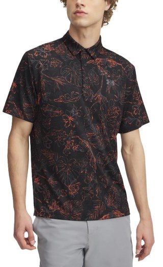 Under Armour Playoff 3.0 Printed polo de hombre, negro/fuego/castlerock