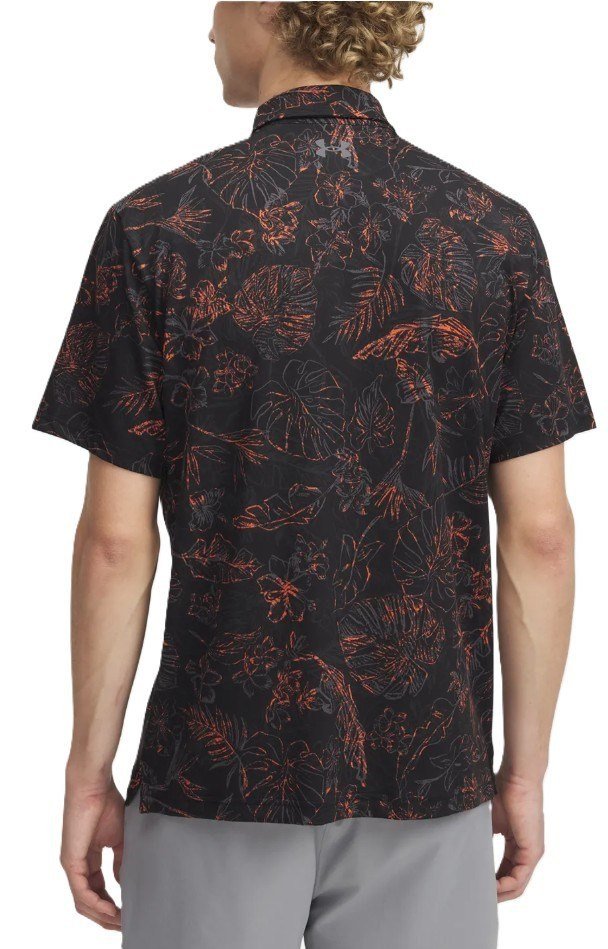 Under Armour Playoff 3.0 Printed polo de hombre, negro/fuego/castlerock