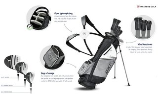 Masters GX1 Gts set de golf de hombre, grafito, MLH + stand bag, negro/gris/blanco