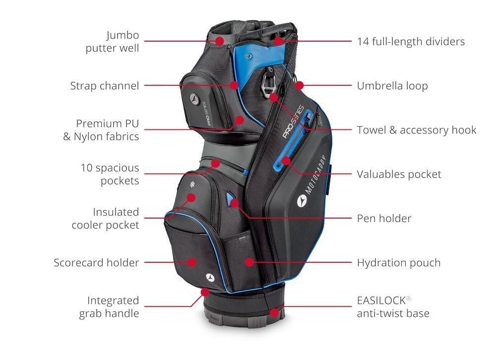 Motocaddy Pro-Series cart bag, negro/lima