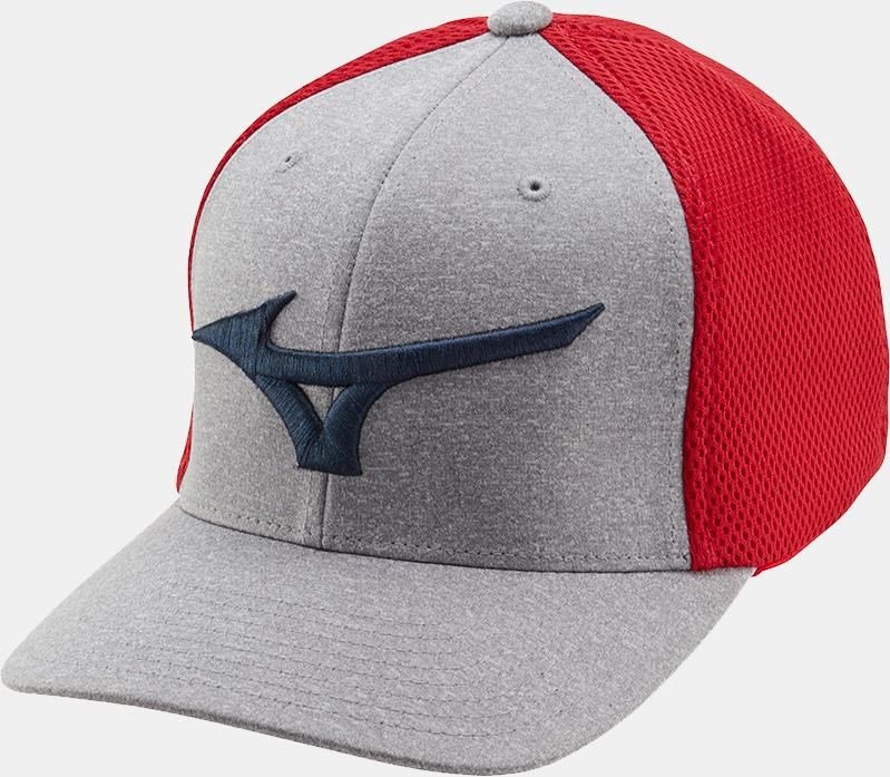 Mizuno Fitted Meshback gorra de hombre, rojo/marino