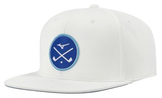 Mizuno Crossed Clubs Snapback gorra de golf, blanca