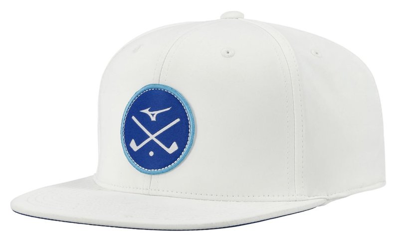 Mizuno Crossed Clubs Snapback gorra de golf, blanca