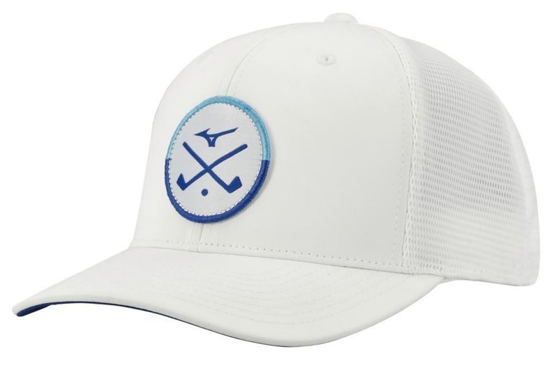 Mizuno Crossed Clubs Meshback gorra de hombre, blanca
