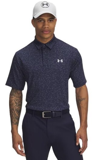 Under Armour Playoff 3.0 Printed polo de hombre, midnight navy/downpour grey