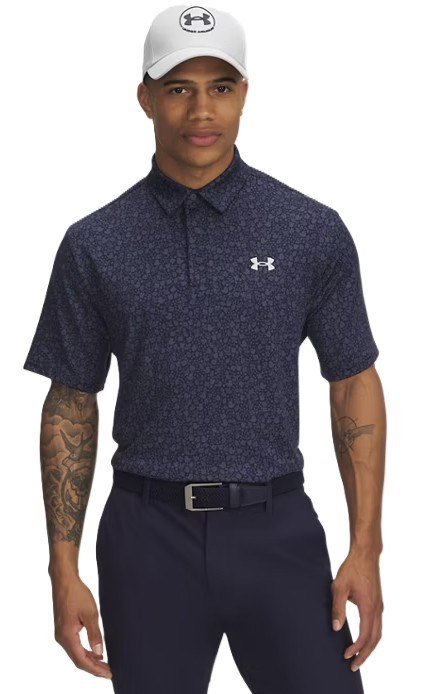 Under Armour Playoff 3.0 Printed polo de hombre, midnight navy/downpour grey