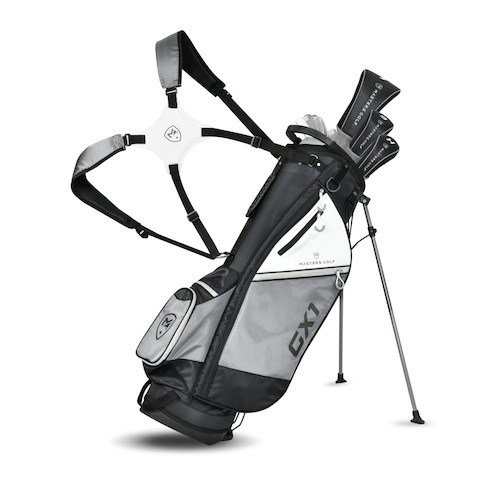 Masters GX1 Gts golf set de hombre, acero, MLH + stand bag, negro/gris/blanco