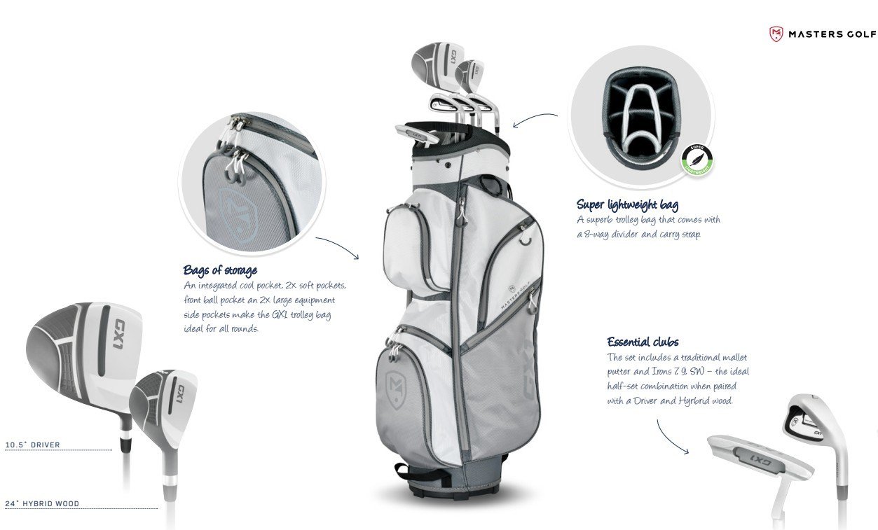 Masters GX1 ladies set de golf medio, grafito + cart bag