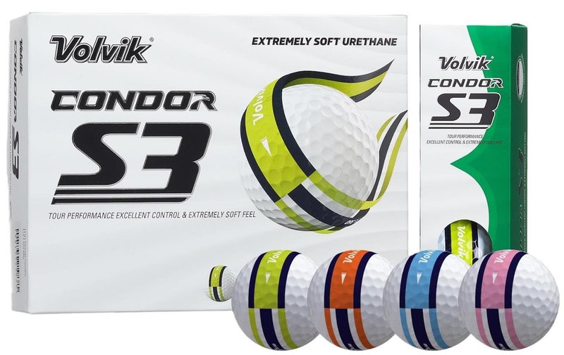 Volvik CONDOR S3 pelotas de golf, multicolor