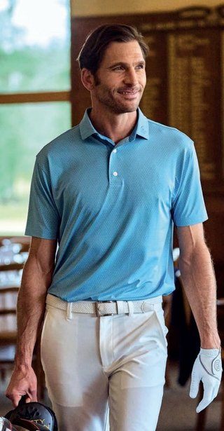 FootJoy Deco Diamond Print polo de hombre, air blue/high tide