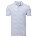 FootJoy Gamer Print Pique polo de hombre, blanco/air blue/tide/magenta