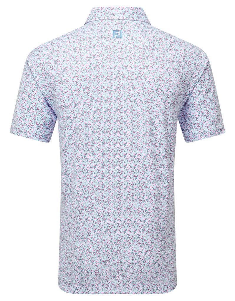 FootJoy Gamer Print Pique polo de hombre, blanco/air blue/tide/magenta