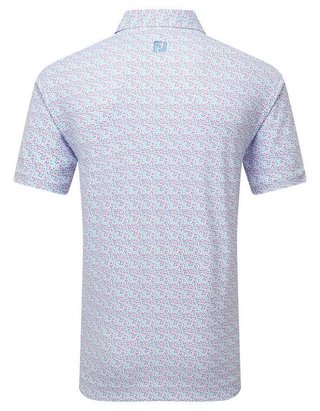 FootJoy Gamer Print Pique polo de hombre, blanco/air blue/tide/magenta