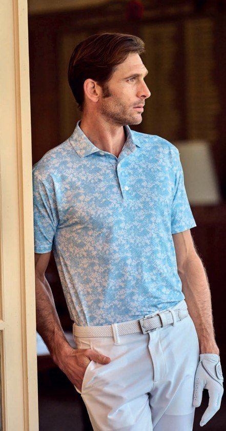 FootJoy GARDEN PRINT polo de hombre, air blue