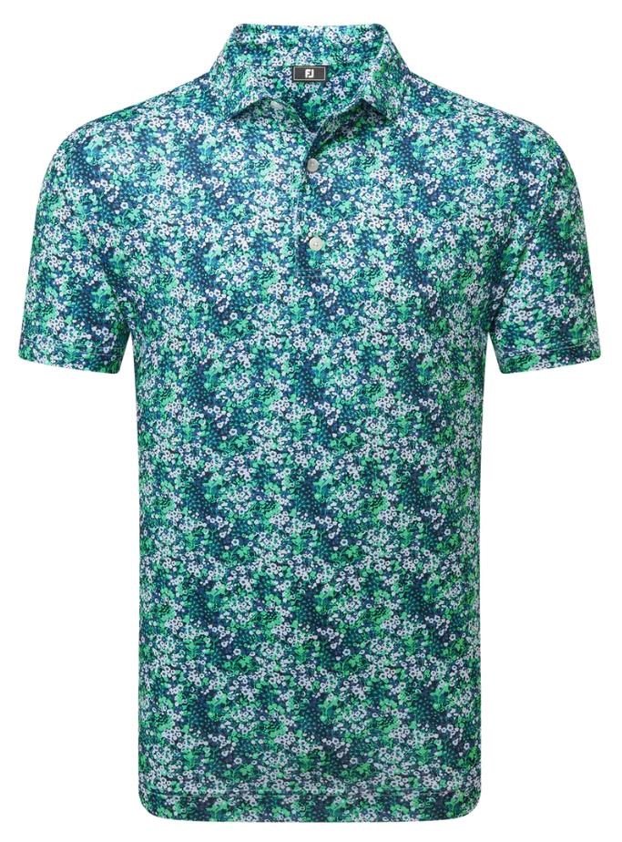 FootJoy Garden Print Lisle polo de hombre, azul marino