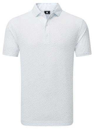 FootJoy BIRD PRINT polo de hombre, blanco/air blue