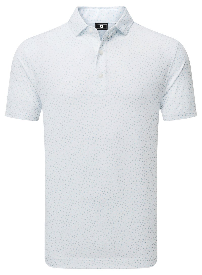 FootJoy BIRD PRINT polo de hombre, blanco/air blue