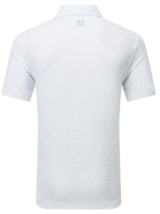 FootJoy BIRD PRINT polo de hombre, blanco/air blue