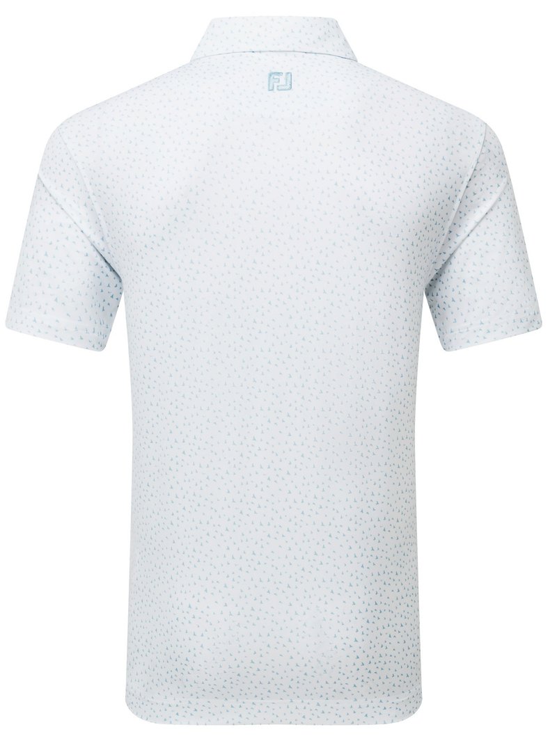 FootJoy BIRD PRINT polo de hombre, blanco/air blue