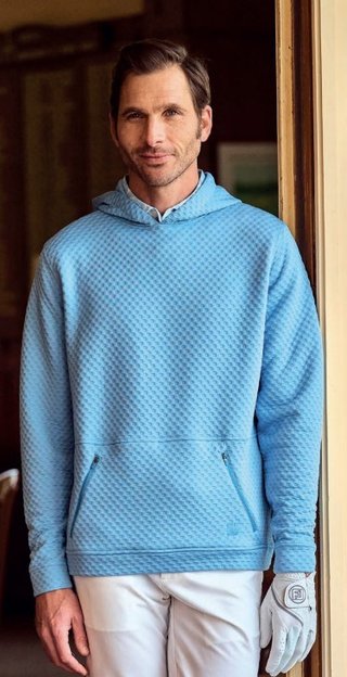 FootJoy Textured Knit Hoodie sudadera con capucha para hombre, air blue