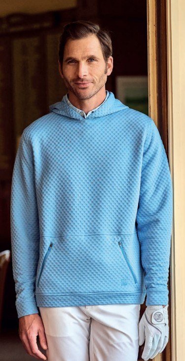 FootJoy Textured Knit Hoodie sudadera con capucha para hombre, air blue