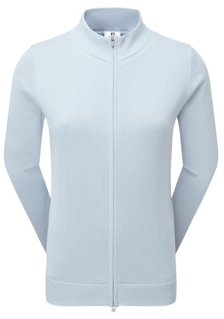 FootJoy Drirelease Full-Zip Lined suéter de mujer, azul hielo
