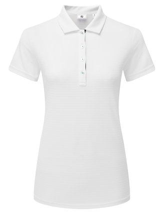 FootJoy JAQUARD STRIPE polo de mujer, blanco/navy/esmeralda