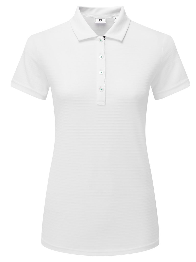 FootJoy JAQUARD STRIPE polo de mujer, blanco/navy/esmeralda