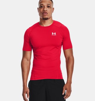 Under Armour HeatGear camiseta de compresión para hombre, rojo/blanco