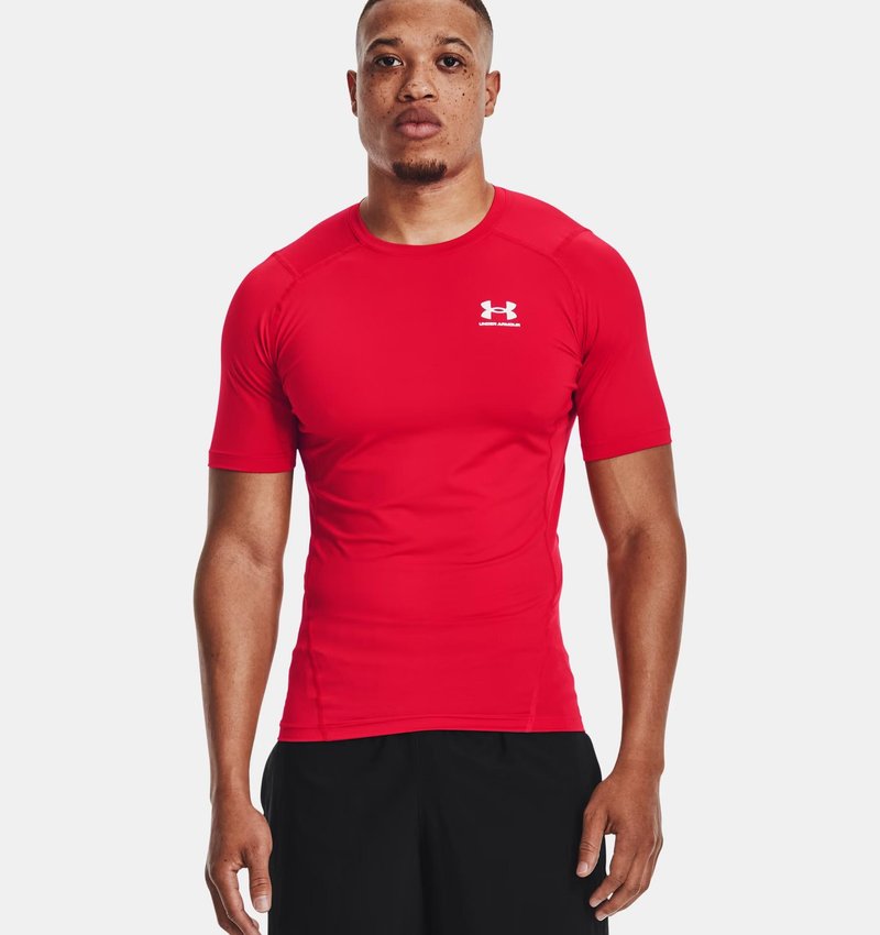 Under Armour HeatGear camiseta de compresión para hombre, rojo/blanco