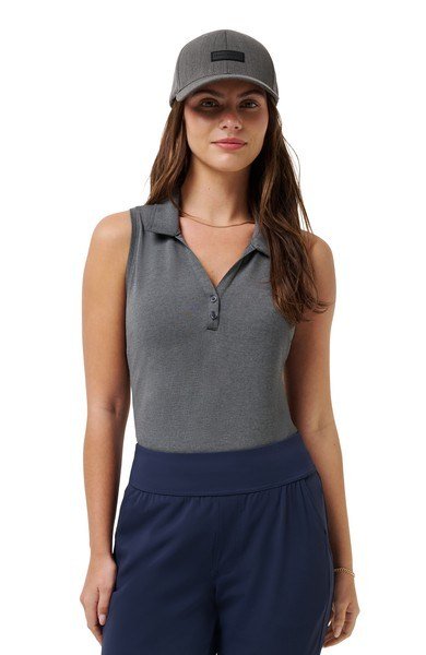 Travis Mathew Featherweight Active 2.0 Sleeveless polo de mujer, heather black