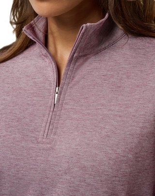 Travis Mathew Featherweightt Active Zip manga larga polo de mujer, heather damson