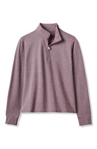 Travis Mathew Featherweightt Active Zip manga larga polo de mujer, heather damson