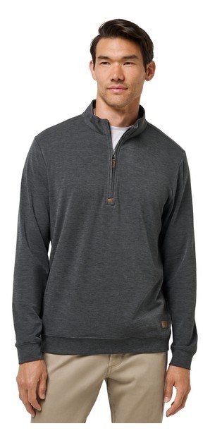 Travis Mathew Cloud suéter 1/4 zip para hombre, heather black
