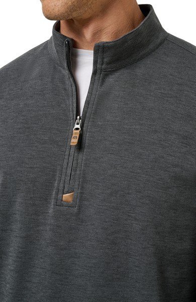 Travis Mathew Cloud suéter 1/4 zip para hombre, heather black
