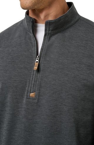 Travis Mathew Cloud suéter 1/4 zip para hombre, heather black