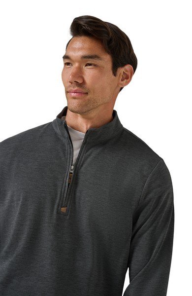Travis Mathew Cloud suéter 1/4 zip para hombre, heather black