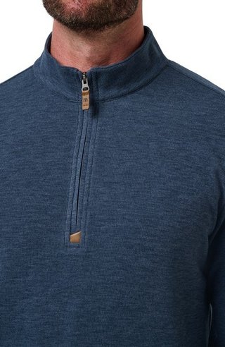 Travis Mathew Cloud suéter 1/4 zip para hombre, heather navy
