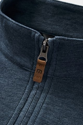Travis Mathew Cloud suéter 1/4 zip para hombre, heather navy