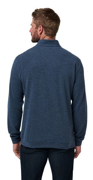 Travis Mathew Cloud suéter 1/4 zip para hombre, heather navy