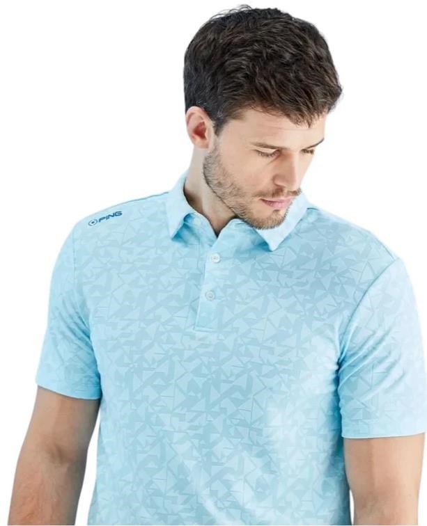 PING Geo Camo polo de hombre, crystal blue